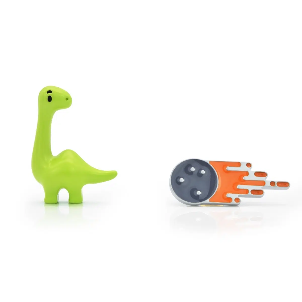 Set 2 odznaků Dinosaurus meteorit evoluce MTM Gifts
